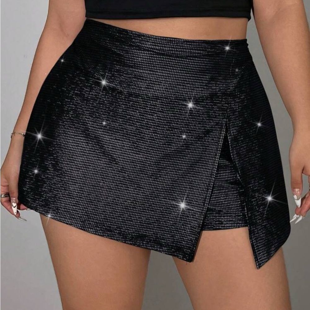 SHEIN Black Asymmetrical Wrap Mini Skirt